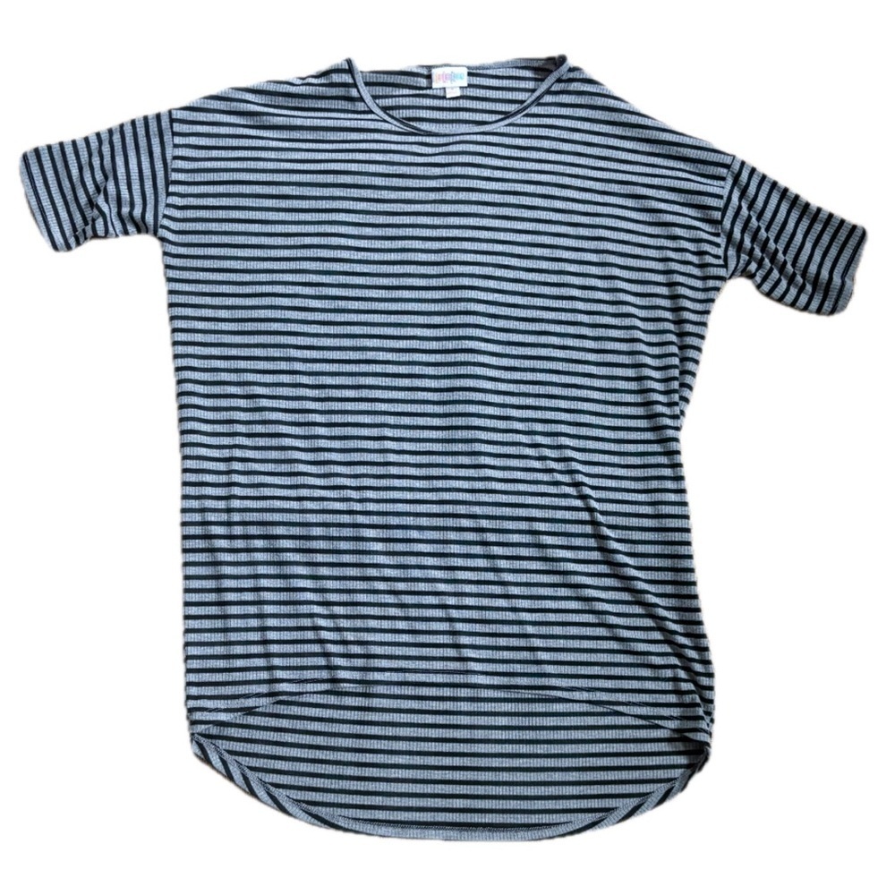 Lularoe Gray Black Ribbed Striped Irma Tunic Top Size Small Neutral Staple